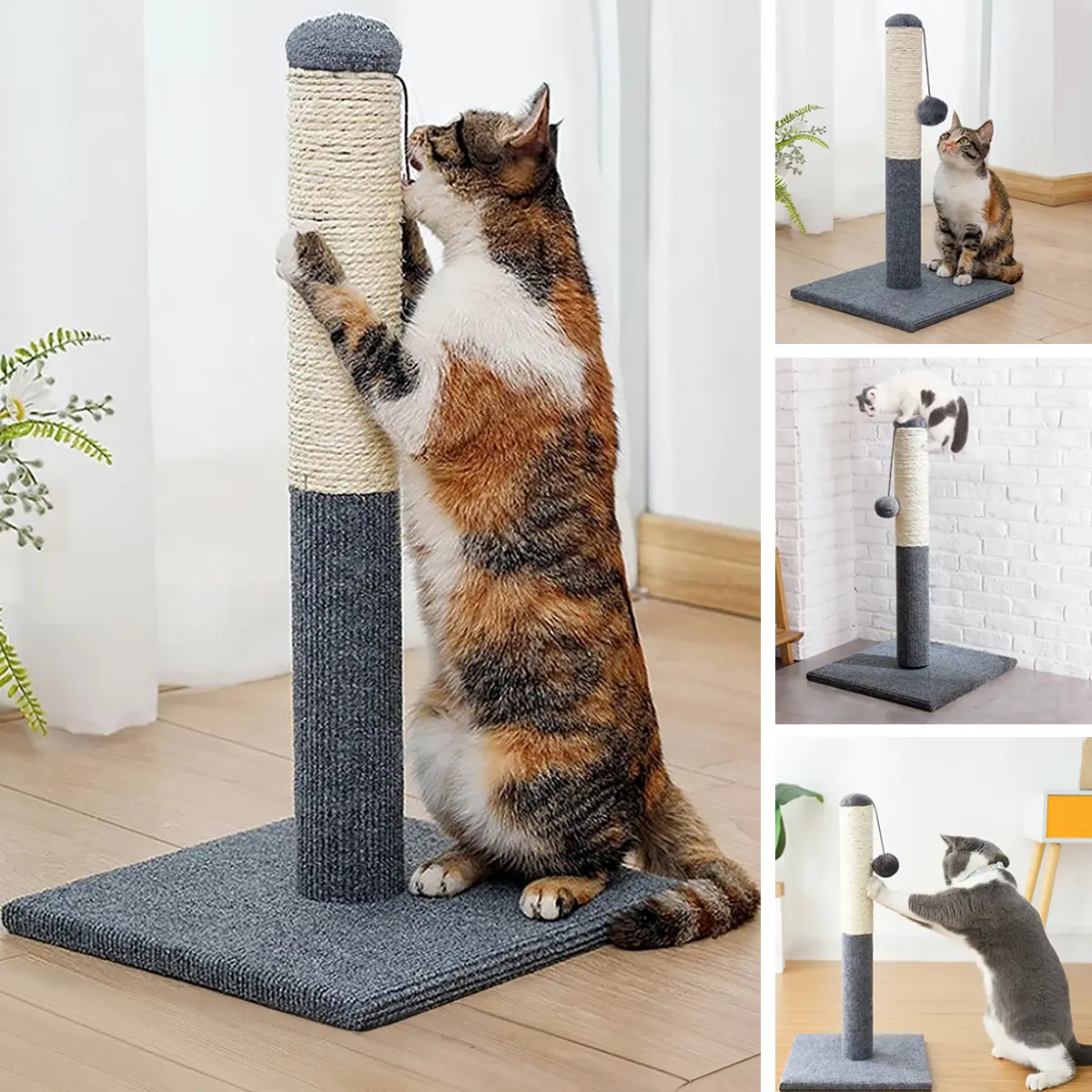 Lifeideas Cat Scratching Post with Hanging Ball,Sisal Cat Scratcher Post,Cat Tree,Sisal Cats Pads,Pet Jumping Toy,Pet Supplies,Interactive Fun for Indoor Feline Enrichment
