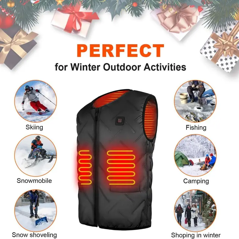 Heated Vest Electric Men Women, Heated Gilet Body Warmer Clothes Washable Lightweight with Adjustable Temperature Control Heating Thermal Jacket for Winter Outdoor Activities 5