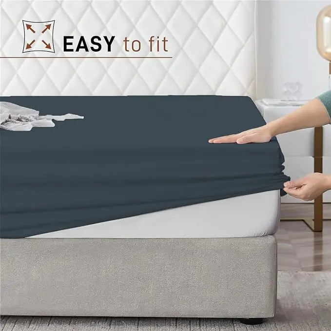 30cm Extra Deep Egyptian Cotton Luxury Fitted Bed Sheet Pocket Fitted Bed Sheet Silky Soft Comfy & Breathable Luxury bedsheets Single Double King Super King 2