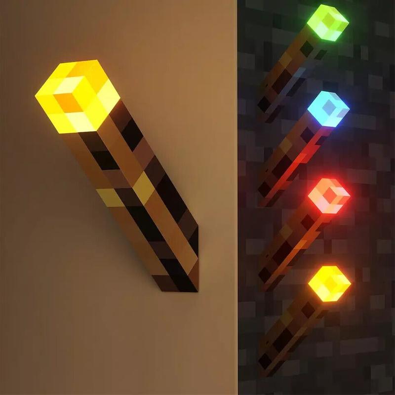 Product Introduction of Minecraft Game Torch Lamp Led Night Light Home Decors USB Rechargeable Kids Gift MC Wall mountable Game fans Home Decoration Gifts for Gamers Soft light without glare 10