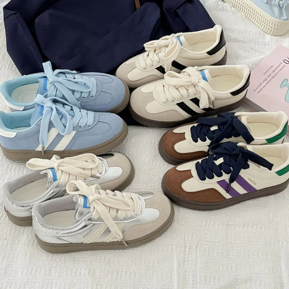 Hong Kong Style Retro German Training Shoes for Women 2024 Summer New White Shoes Ins Trendy Female Students Sports Casual Borad Shoes
