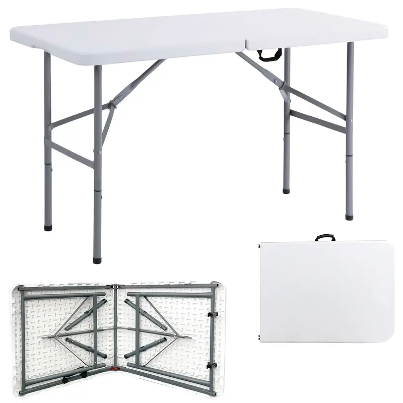 Crystals Folding Table - Strong Steel Frame, 4FT Heavy-Duty, Portable Plastic, Ideal for Outdoor Use 4