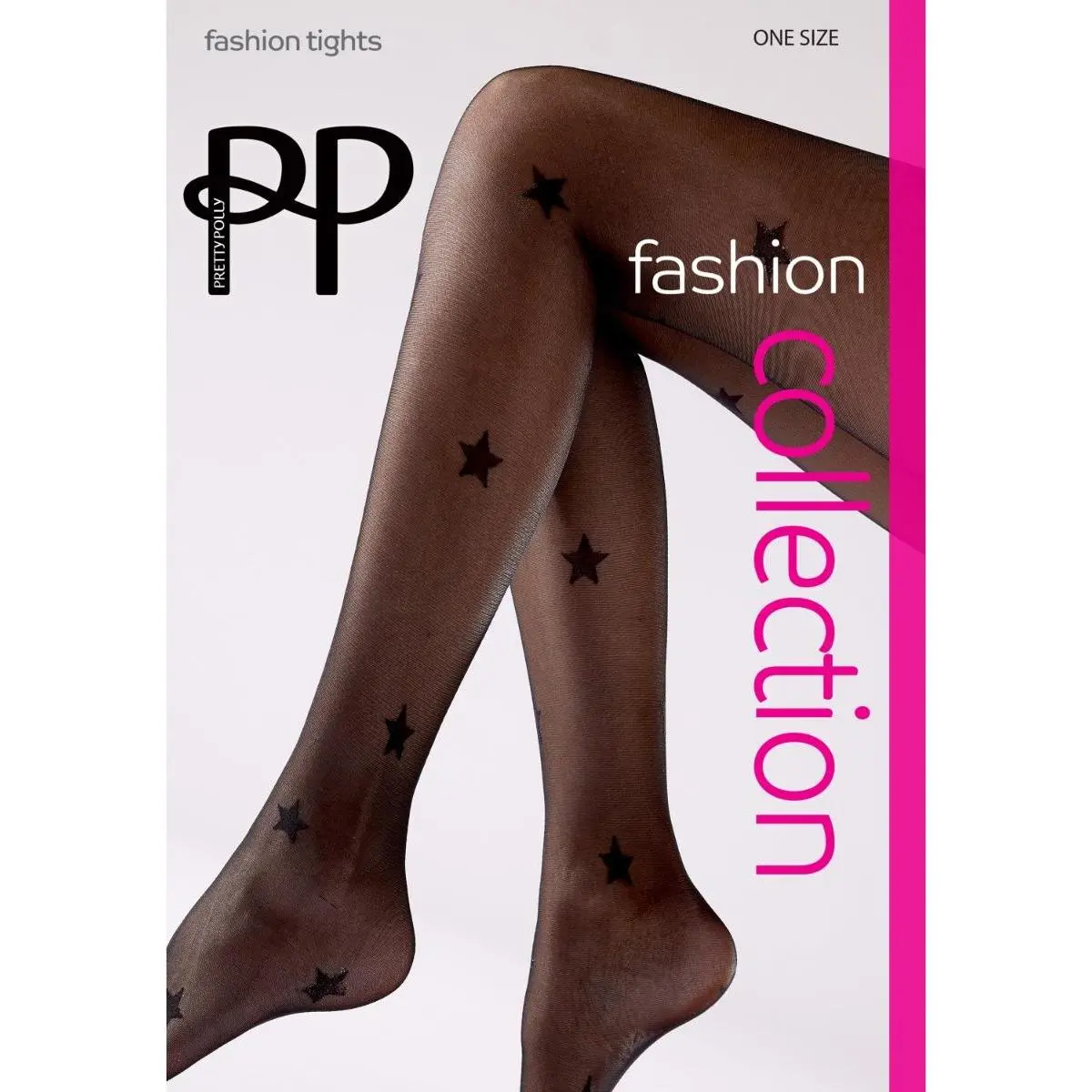 Pretty Polly All Over Large Star Pattern Tights - Black/Silver