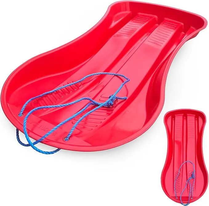 Heavy Duty Snow Sledge - Durable Plastic Sled for Kids & Adults