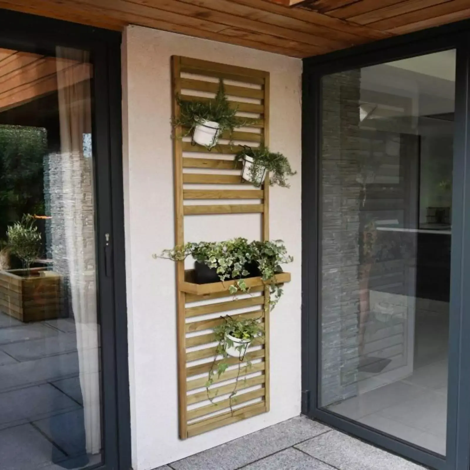 Forest Garden Wall Planter 8 x 2ft Slatted 1 Shelf Pressure Treated Planter - 180 x 60cm