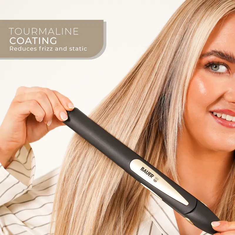 Bauer Professional Ceramic Hair Straighteners - For All Hair Types - Portable - Fast Heating 2