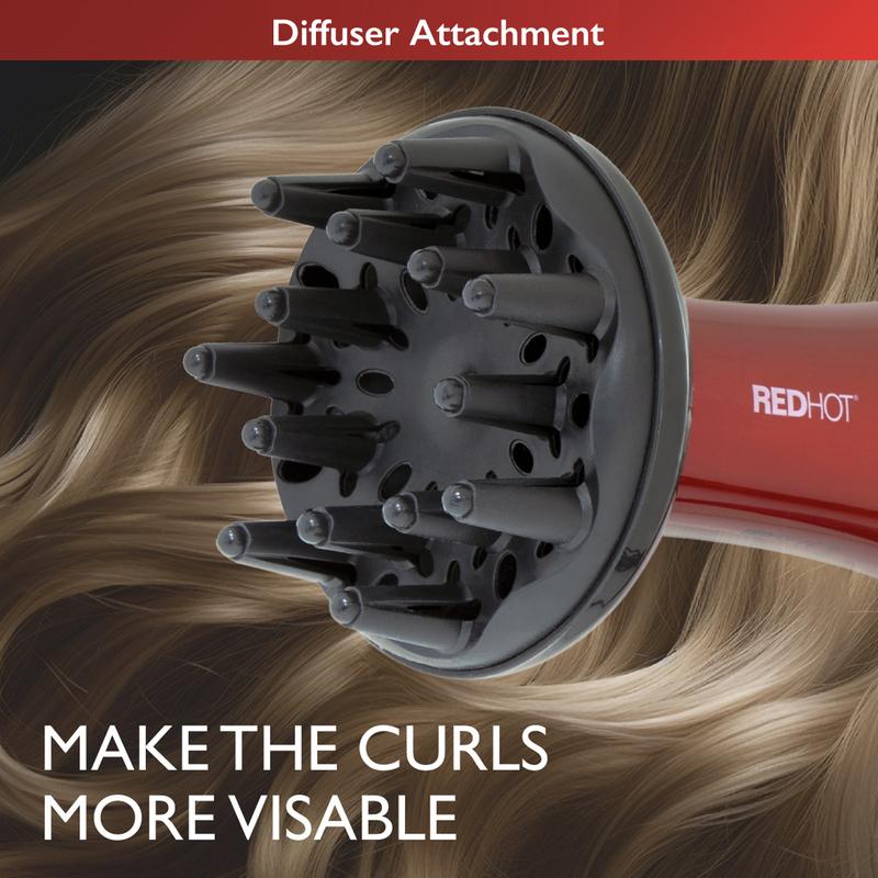 Red Hot Professional Hair Dryer with Diffuser 4