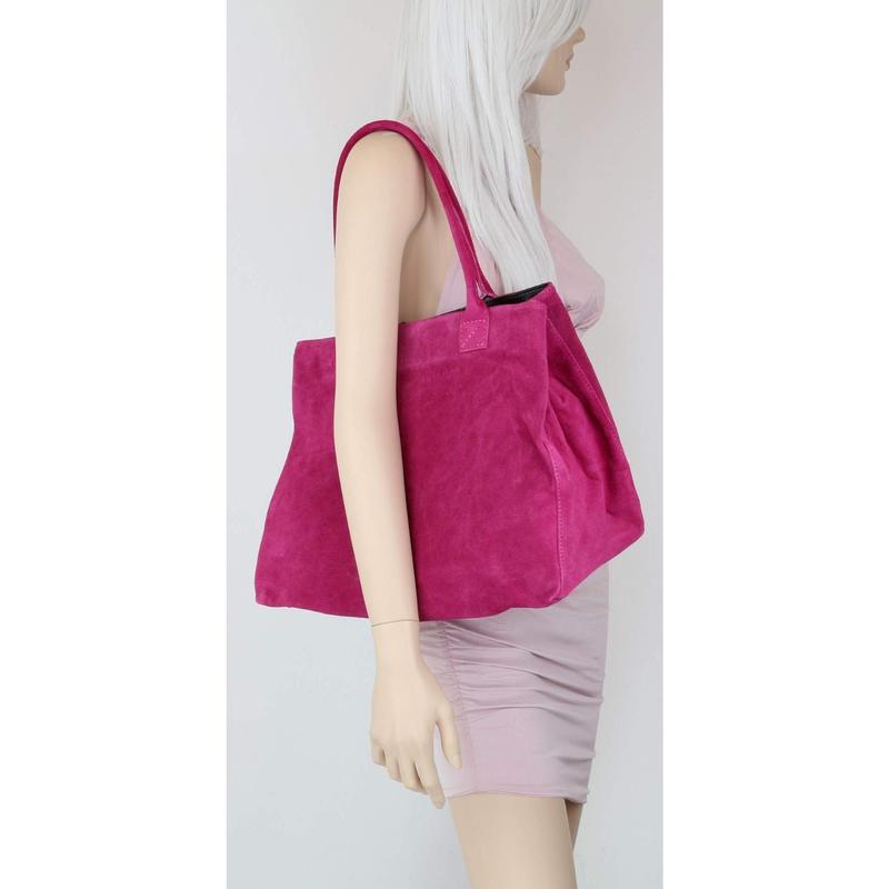 Girly Handbags Womens Expandable Italian Suede Leather Shoulder Bag 5