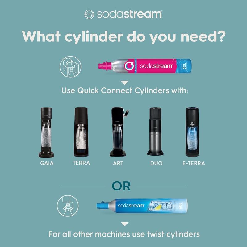 SodaStream - Terra Sparkling Water Maker, Quick Connect CO2 System, Includes 60L Gas Cylinder, BPA-Free 1L Bottle, Eco-Friendly & Reduces Plastic Waste, Black 2