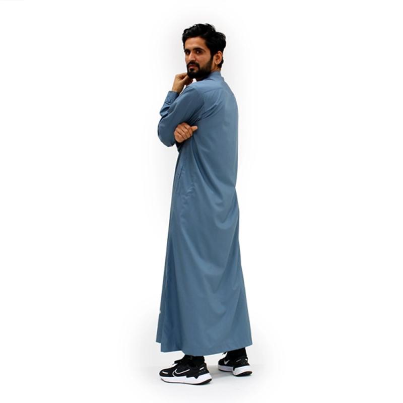 Blue Collared Pattern Thobe ASM 956-03 1