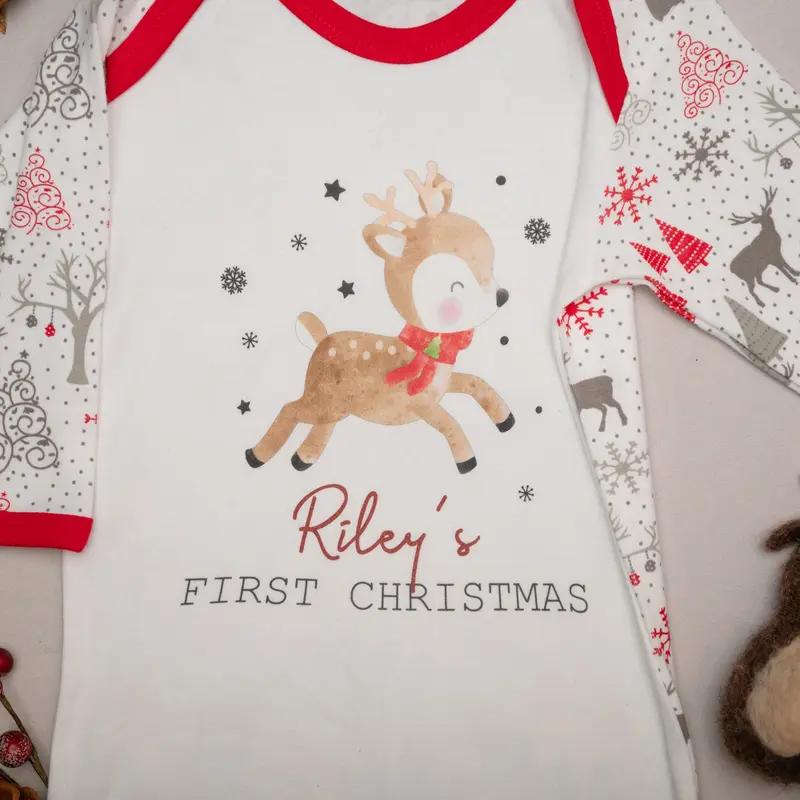 Personalised First Christmas Reindeer Sleepsuit 3