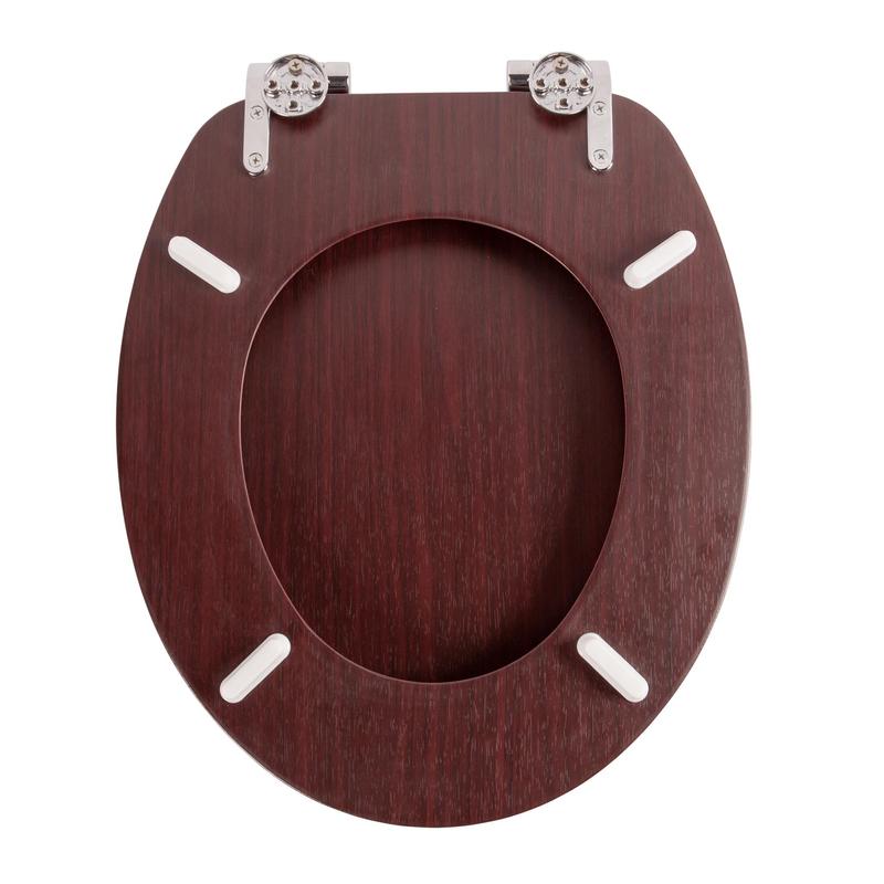 Harbour Housewares Soft Close Wooden Toilet Seat - Mahogany 3