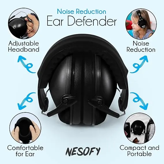 Ear Defenders Children – Ear Protection & Noise Cancelling Kids Ear Defender Age 3-16 Year - Foldable & Adjustable Headphones Autism for Baby – 26db SNR 2