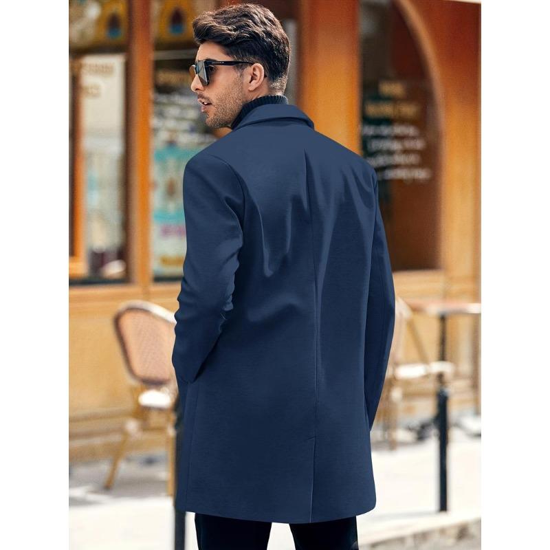 Men's Retro Trench Coat, Semi-formal Warm Single Breasted Overcoat For Fall Winter Business 7