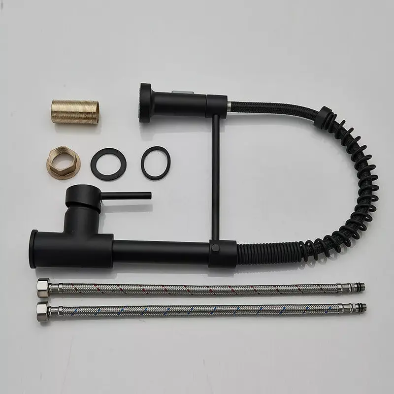 Matt Black Monobloc Kitchen Sink Mixer Tap with Pull Out Hose Spray Single Lever - High Quality 7