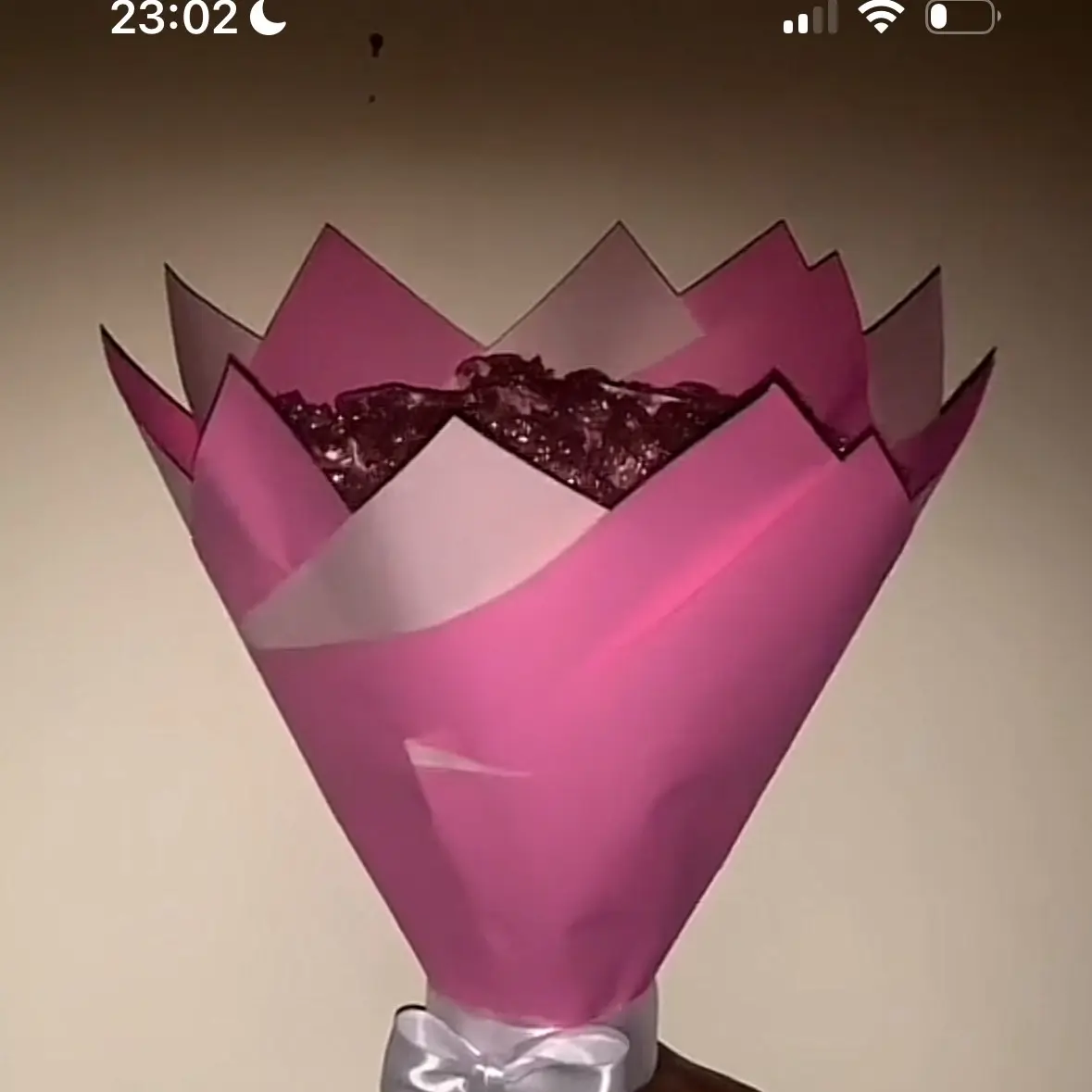 24 count eternal pink glitter rose bouquet with pink wrapping paper