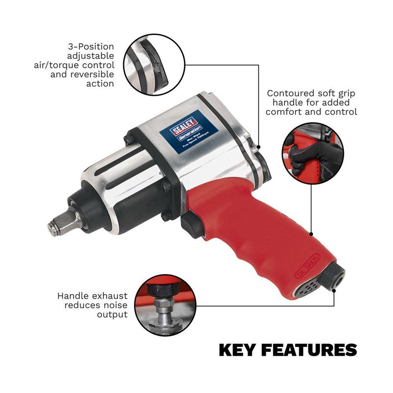 Sealey Generation Twin Hammer Air Impact Wrench 1/2"Sq Drive GSA02 1