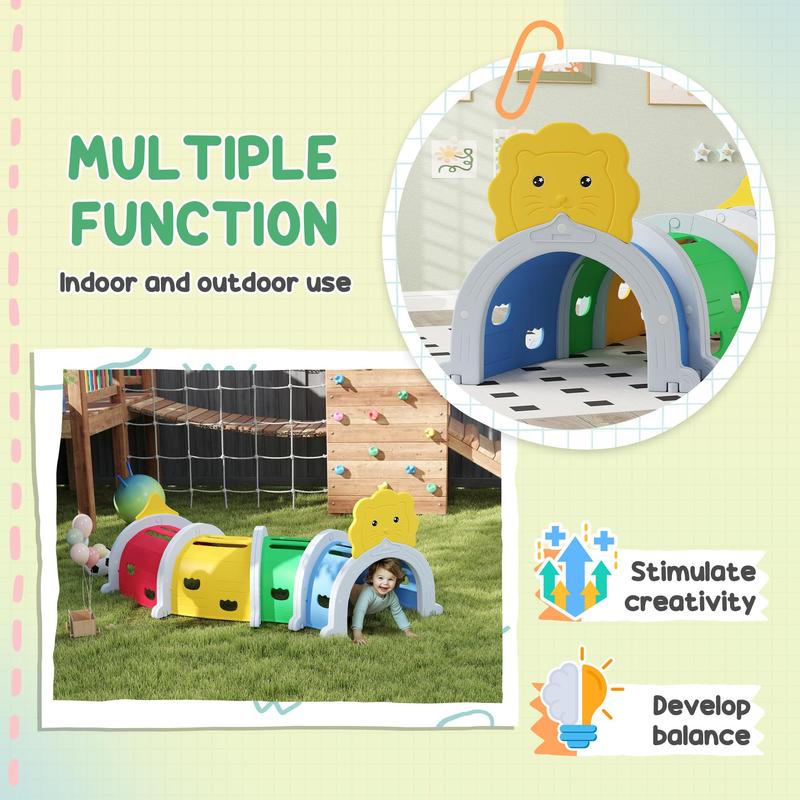 AIYAPLAY Kids Tunnel, Play Tunnel for Kids 3-6 Years Crawl and Climb, Lion Design Toddler Baby Tunnel, Kids Playground for Indoor Outdoor, Multicoloured 1