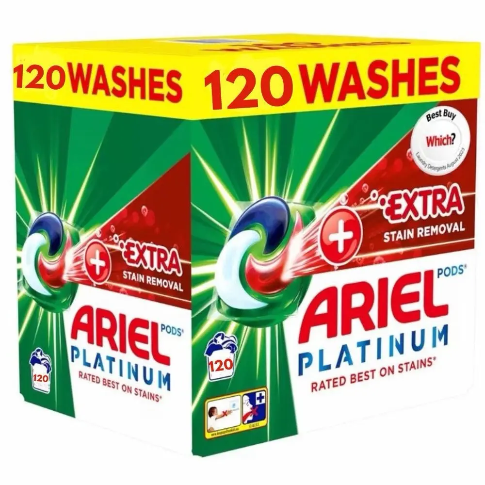 Ariel All-in-1 Washing Pods - 120 Washes, Laundry Detergent Liquid, Oxi Stain Removers Effect - Household Pack Capsule