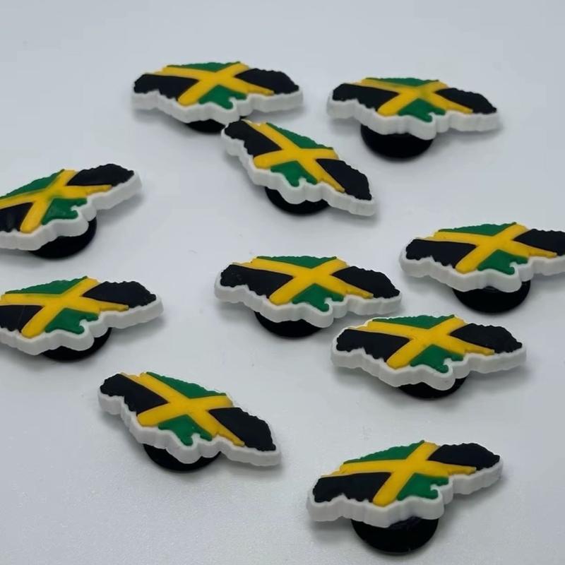 World Flags Shoe Charm croc Charms Jibbitz for crocs Clogs shoe accessories culture day rep your flag African Caribbean European Flags food plush Footwear Decor 1