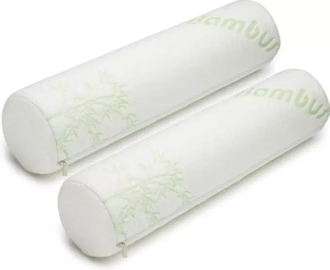 2 Pack Bamboo Cervical Neck Roll Memory Foam Bolster Pillow-6.5 x 18.5 Inch 2