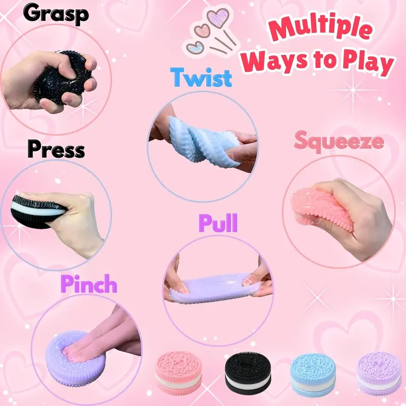 Pcs Biscuit Stress Relief Toy, Pinching Biscuit Simulation Squishy Toy, Anxiety Relief Sensory Toy,Soft Decompression Toy, Stress Squeeze Fidget Toys for Kids and Adults, Taba Squishy 4