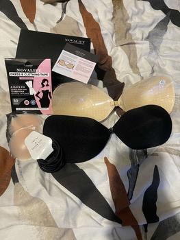 Product Review of NovaLift 2 Pack Invisible Sticky Adhesive Invisible Bra Strapless Push Up Bra Backless Reusable Bra and Nipple Covers for Evening Wear Stick On Bra from L**a J**e M**d 2