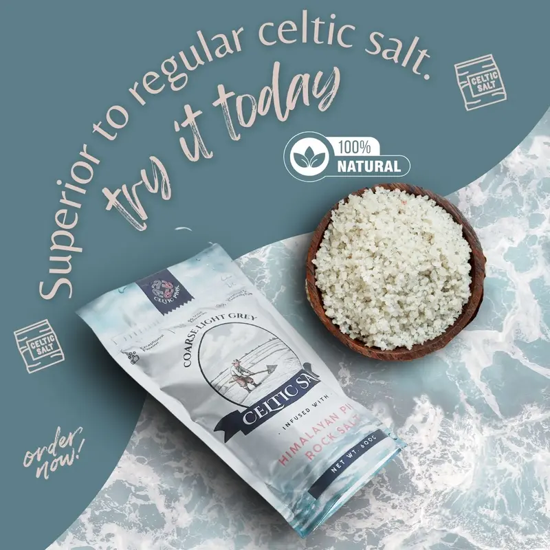 Celtic Salt Infused With Pink Himalayan Salt - 600g | 100% Organic Unrefined Celtic Salt | Contains 86+ Essential Minerals | Light Grey Celtic Sea Salt Crystals & Himalayan Pink Sal 2
