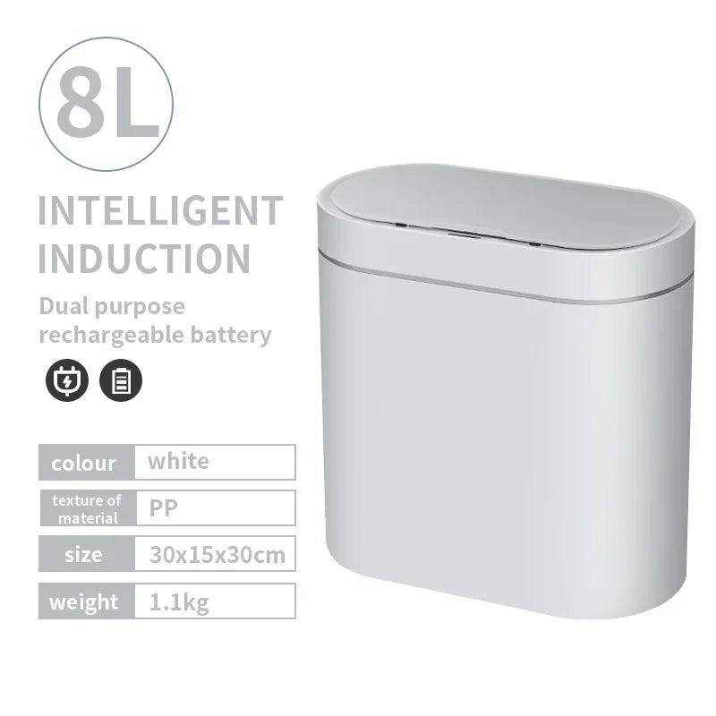 7L Trash Can Smart Sensor Trash Can Automatic Household Electronic Kitchen Trash Bin Toilet Waterproof Narrow Seam Sensor Bin 6