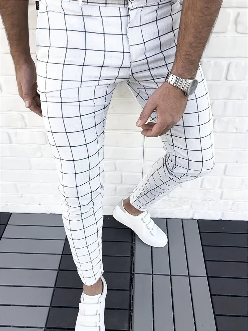 Product Introduction of Elegant Plaid Slacks, Men's Casual Vintage Style Dress Pants For Business Banquet 16