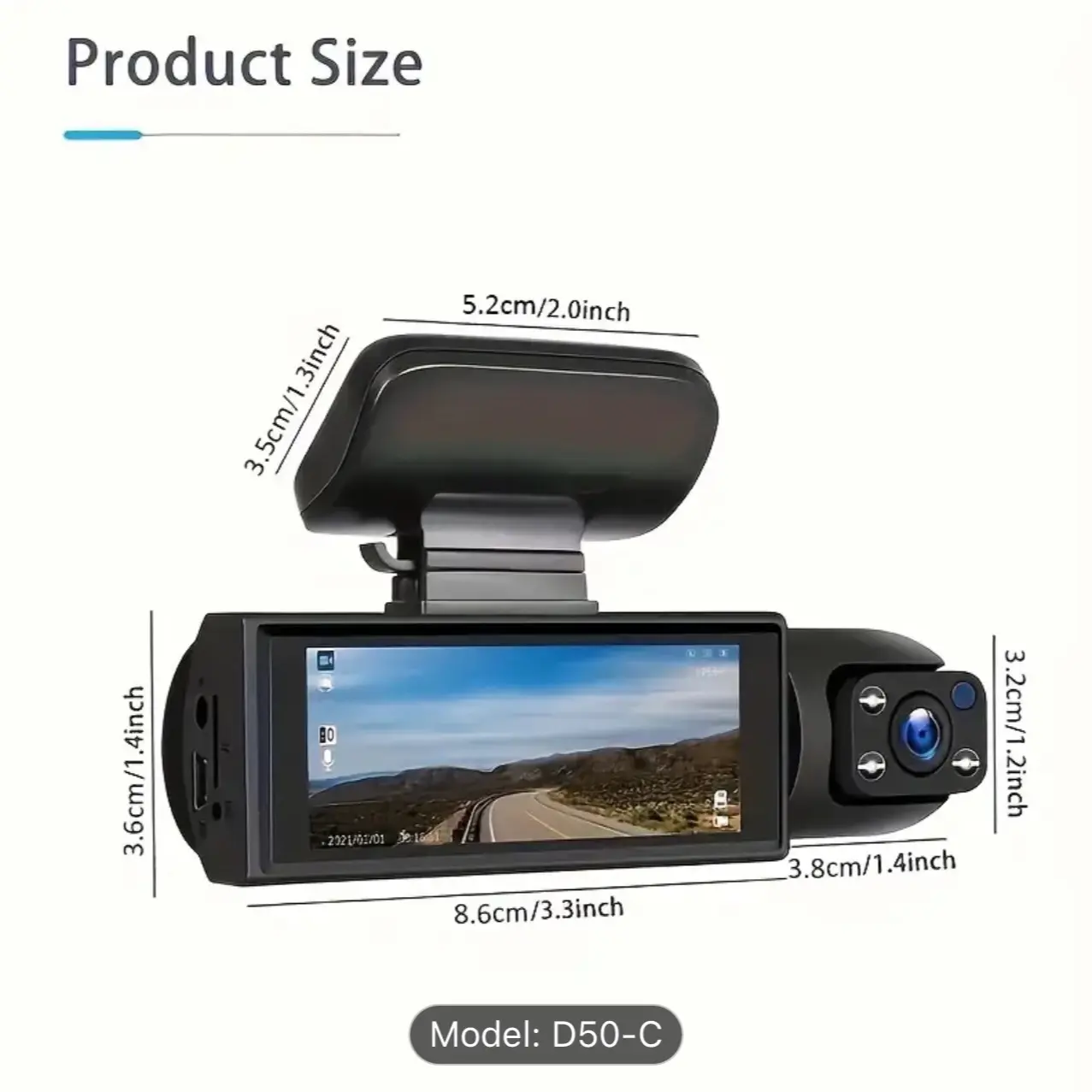Dash Camera Front And Inside, 3.16inchdash Cam 1080P, G Sensor HD Night Vision Loop Recording Wide Angle Car DVR