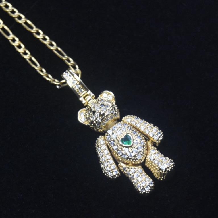 Teddy Bear Pendant Cuban Link Curb Chain Necklace 2