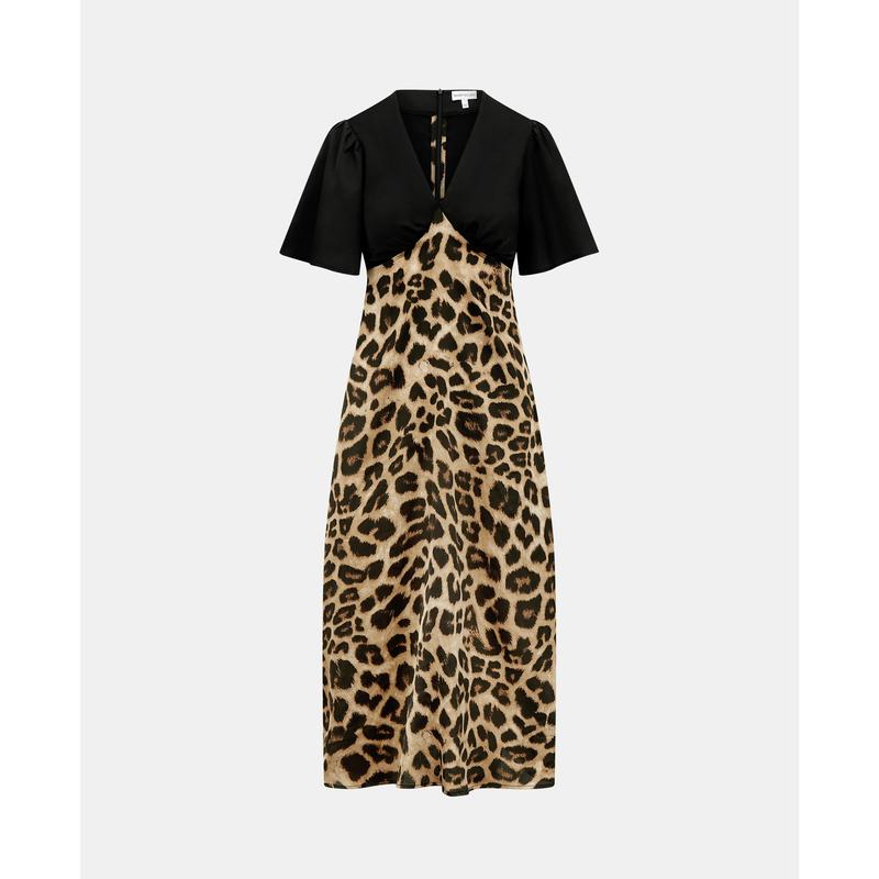 Leopard Printed Satin Midi Dress 4