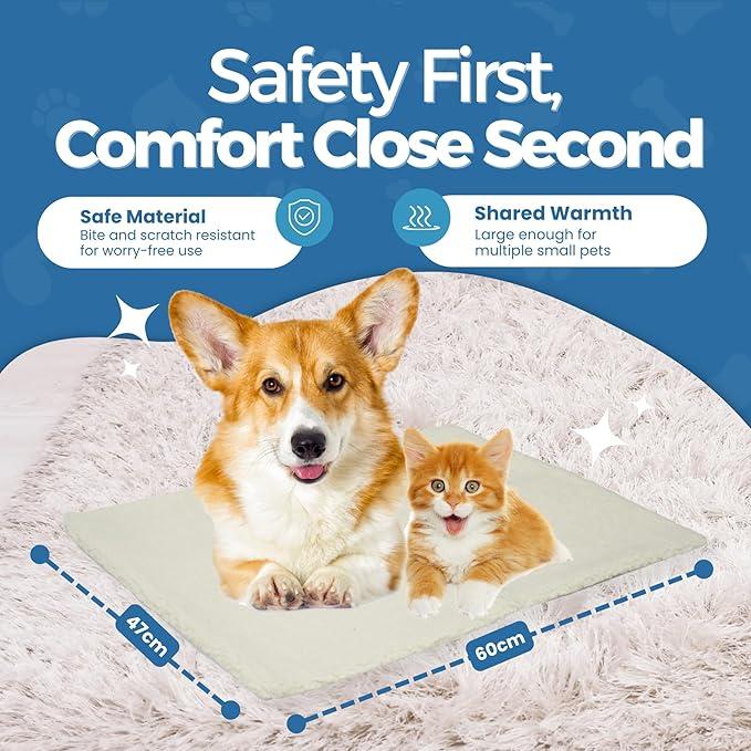 Fur & Bone heated cat bed, Self Heating Cat Mat | Cat Heat Pad, Pet Mat, Heat Pad, Cat Mat with Removable Cover, Self-Warming Thermal Pad | Heated Blanket, Cat Blankets for Indoor Cats, Pet Blanket 5