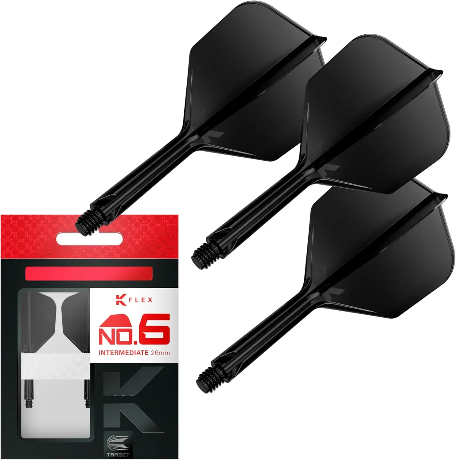 Target Darts K Flex Integrated Dart Flights And Shafts, No.2 & No.6 | Pack Of 3 K-Flex - No.2, Kflex All In One Moulded Dart Flight & Stem Lengths: Short, Intermediate & Medium | Professional Dart Accessories