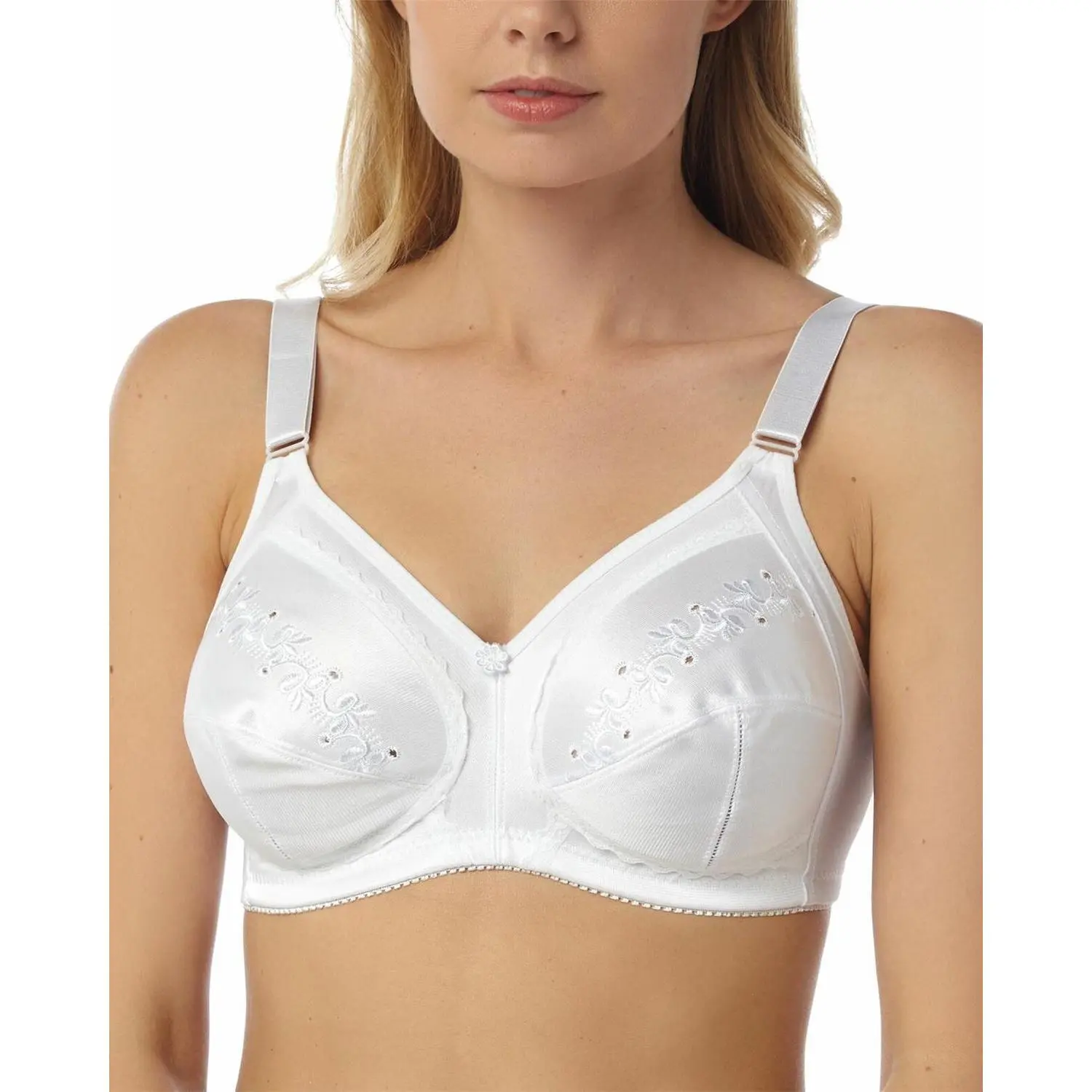 Marlon Womens Embroidered Cup Satin Wireless Bra
