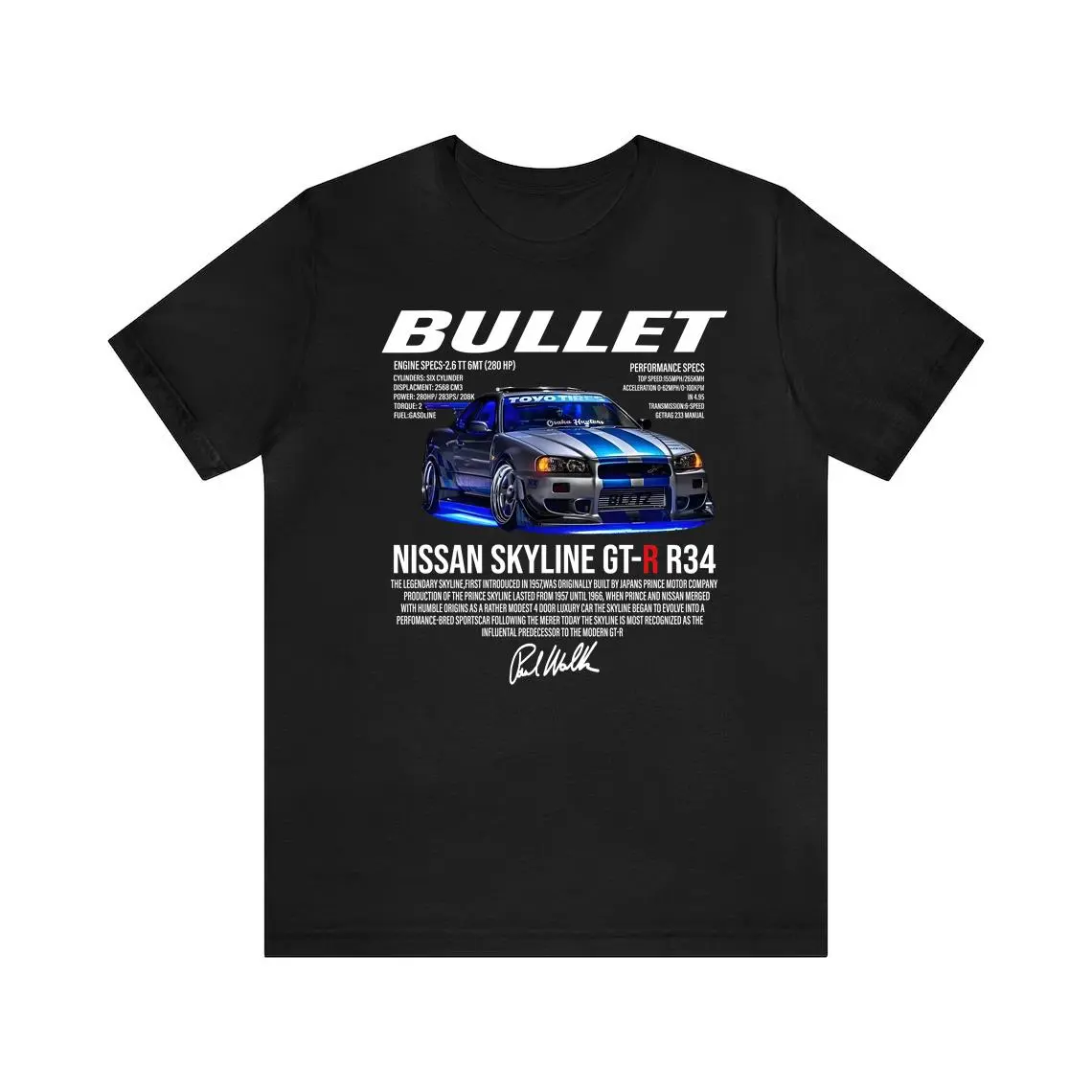 New trending Bullet Skyline Nissan gtr T-shirt, Fast Furious Car T-shirt, Unisex Cotton Classic Top Tshirt