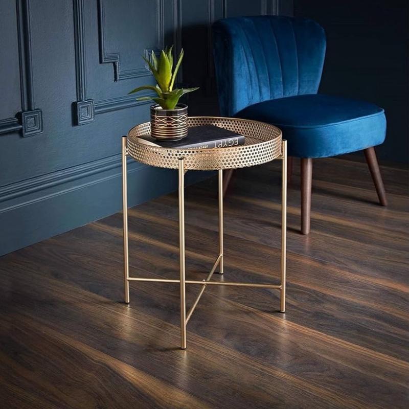 Stunning Gold Colour Tray Table for Living Room and Bedroom - End Table for Coffee and Tea 1