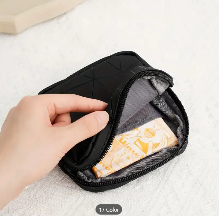 PearlBytes For Large Capacity Sanitary Napkin Storage Bag, Portable Wash Bag - Black 2