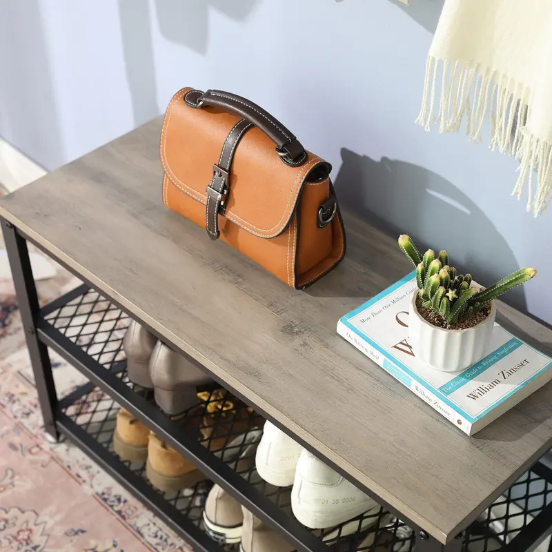 Industrial Shoe Bench With 2 Shelves And Bench Seat - Ideal For Smaller Spaces 4