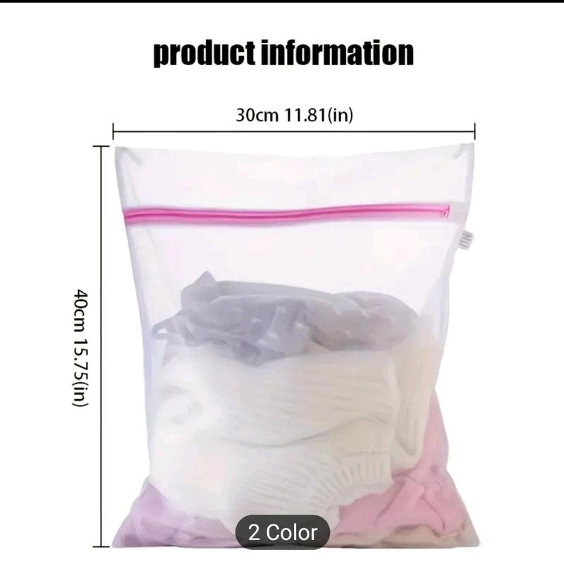 2pcs Laundry Bag Set, Thick Mesh Storage Bag, Protective Washing Bag, Polyester Mesh Zipper Bag - Handheld, Accessories Cloth laundry  set bra  washing 3