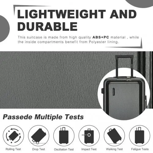 KSK2493 - Kono Durable 24 Inch ABS+PC Hardshell Suitcase with TSA Lock Lightweight Travel Luggage with 360° Spinner Wheels - Grey 4
