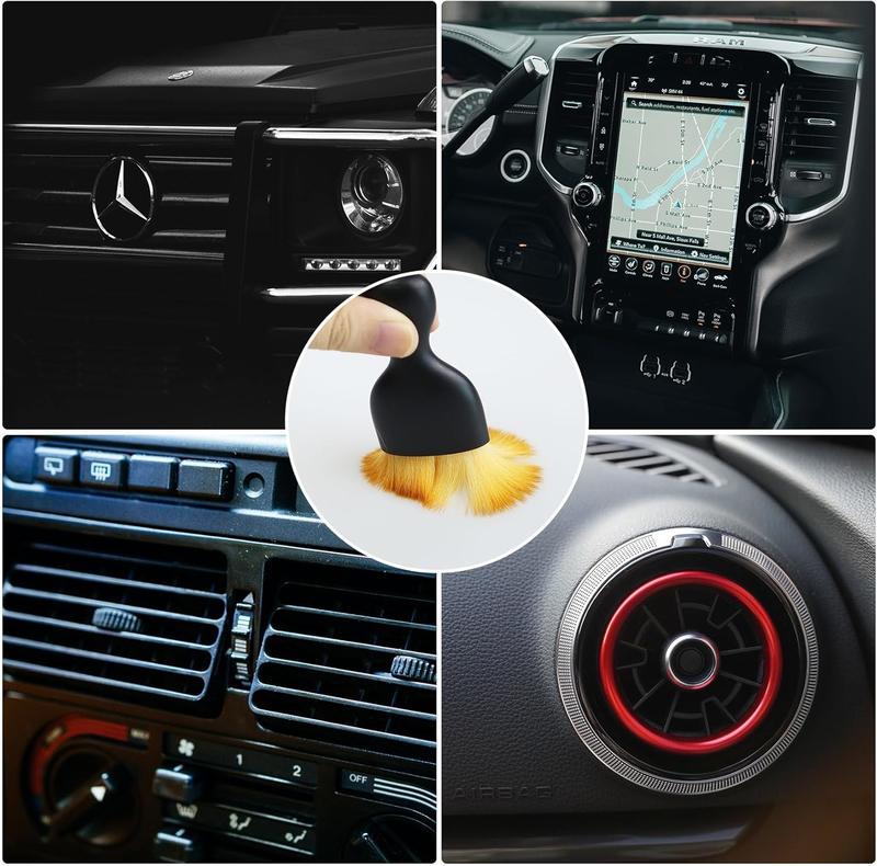 Product Introduction of Car Interior Cleaning Brush with Soft Bristle Car Detailing Brush with Protective Cover Multipurpose Dust Removal Cleaning Brush for Automotive Dashboard, Airconditioning Vents, Seats 4