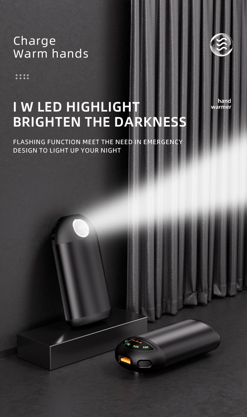 Product Introduction of New USB warm hand treasure charging treasure mini convenient portable flashlight self-heating warm baby 8