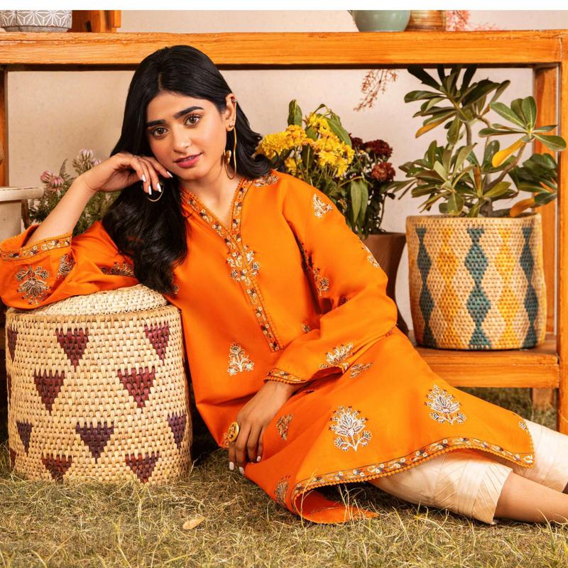 Outfit Of The Day Collection By Asim Jofa | Ajod-11 | - 1 Piece Ready To Wear Swiss Lawan Embroidered Kurta Dress Fabric 2
