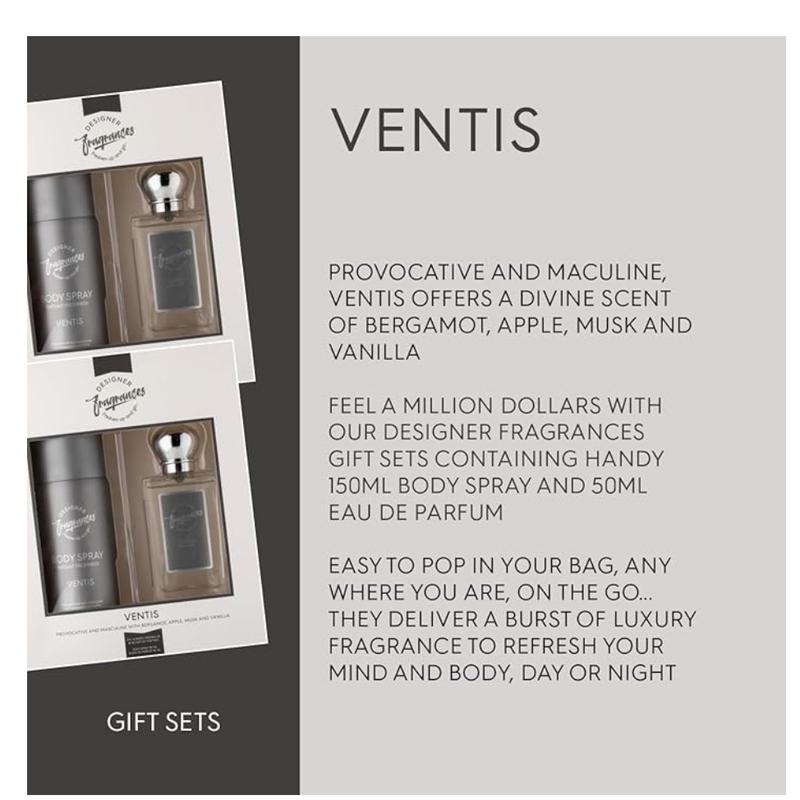 Ventis Gift Set Designer Fragrances 50ml Eau De Parfum & 150ml Body Spray- Perfect for Any Occasion 1