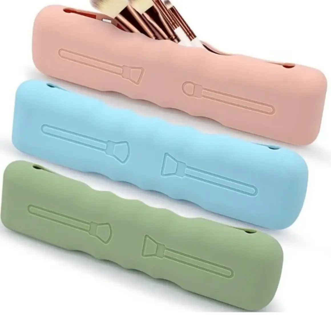 3 PACK Magnetic Silicone Makeup Brush Holder - Keep Brushes Organized -Travel Boxes