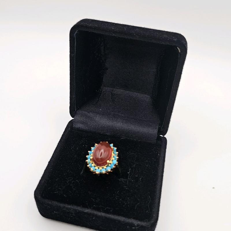 Turquoise Ring for Women - NaurattanSilver with Zircon Studs and Handcrafted Design 3
