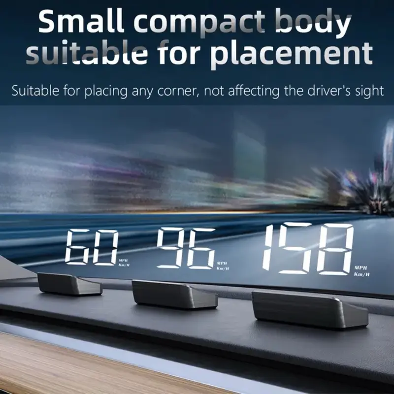 HD Car Head-Up Speed Display with Automatic Light Sensor/Switch - White Light Speedometer 1