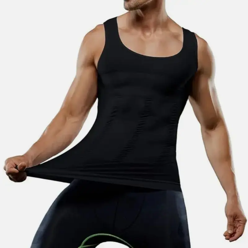 S M L XL XXL White and Black Men Solid Compression Shapewear Tank Top Stretch Tummy Control Shaper Vest Casual Plain Menswear Underwear Bestie Operator Techwear Biker Beige Wetsuit Tropical 7